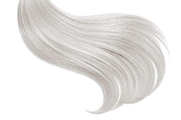 Blond hair, isolated on white background. Long ponytail