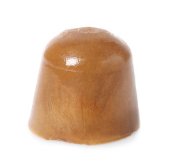 Ice cube made with coffee on white background