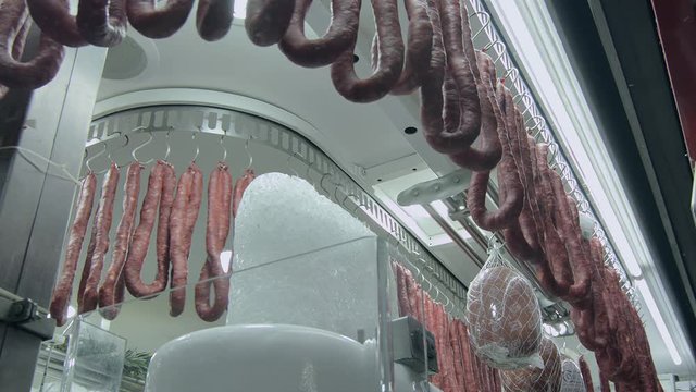 Several types of artisanal and industrial sausages in the municipal market of São Paulo