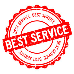 Grunge red best service word round rubber seal stamp on white background