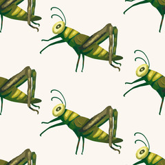 Seamless vector pattern vith cute 3d insect.