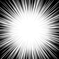 Naklejka premium Vector radial lines. Concept of speed, movement, black color. Design elements manga, cartoon, comics. Illustration on isolated background.