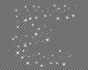 Stars abstract white. Comet tail. Monochrome Shine of purity. Element vector template isolated on a transparent background.