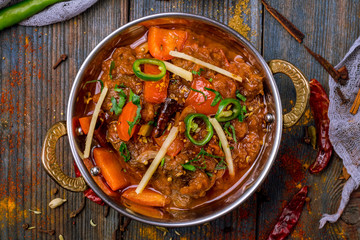 gosht masala indian food in a copper