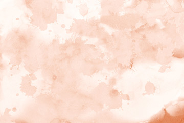 Orange ink and watercolor textures on white paper background. Paint leaks and ombre effects. Hand painted abstract image.