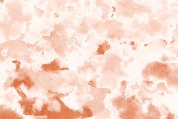 Orange ink and watercolor textures on white paper background. Paint leaks and ombre effects. Hand painted abstract image.