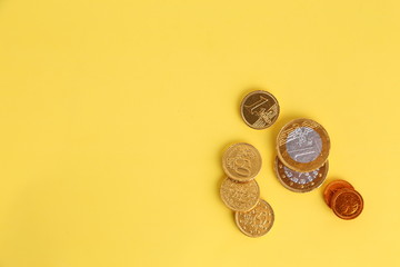 Stack of chocolate euro coins as a concept for finance