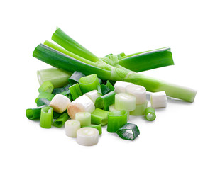 Chopped green onions isolated on white background