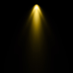 Isolated yellow spotlight effect on black background. Light show. Light from the top clipart.