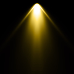 Isolated yellow spotlight effect on black background. Light show. Light from the top clipart.