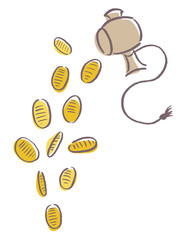 A lucky gavel and gold coins vector illustration