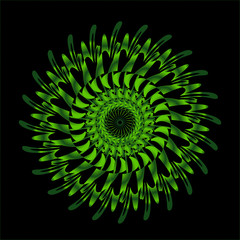 Abstract spirograph art , parabolic curve of line in circle form illustration. Vector image.Round pattern color on black background.