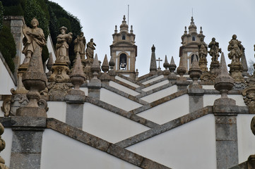 Fototapeta na wymiar Stairs perspective in Bom Jesus de Braga. Braga, Portugal