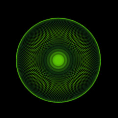 Abstract spirograph art , parabolic curve of line in circle form illustration. Vector image.Round pattern color on black background.