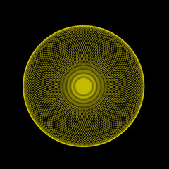 Abstract spirograph art , parabolic curve of line in circle form illustration. Vector image.Round pattern color on black background.