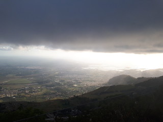  Mountains, sky, castle and sea