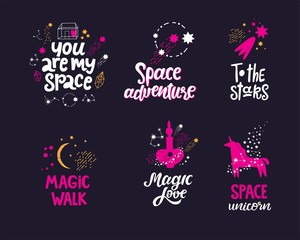 Space hand drawn lettering quotes 