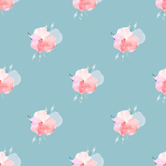 Pink Seamless Floral Pattern, Watercolor Flower Pattern Background