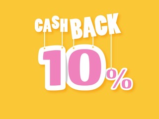 Cash Back label design 10% on dropshadow vector