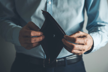 man hand empty wallet