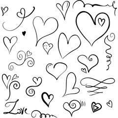 Vector doodle pattern with hearts