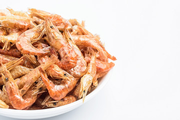 Dried red shrimp / shrimp on white background
