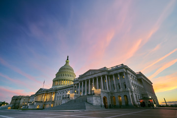 US Capitol Building Colorful Sunset - obrazy, fototapety, plakaty
