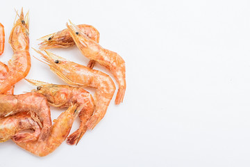 Dried red shrimp / shrimp on white background