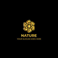 Logo template nature gold color symbol luxury elegant beauty fashion boutique flower - Vector