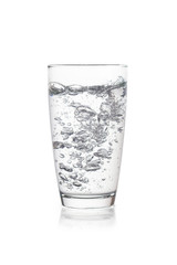 Glass of sparkling  water on isolated background