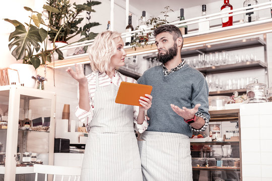 Nice pleasant colleagues discussing their ideas together - Powered by Adobe