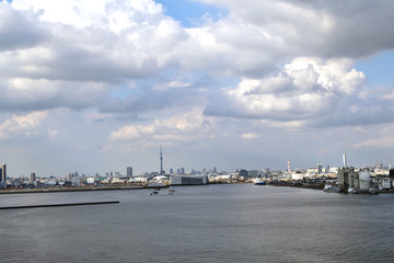 Fototapeta na wymiar 東京湾と東京スカイツリー