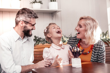 Happy cute nice girl laughing a lot