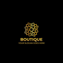 Logo template nature gold color symbol luxury elegant beauty fashion boutique flower - Vector