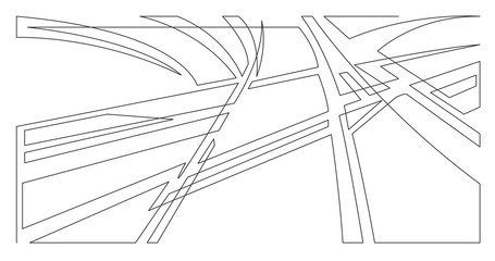 abstract futuristic highways connection lines - single line vector graphics on white background