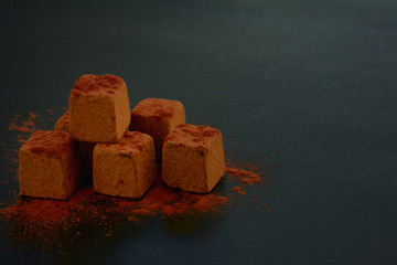 Chocolate on a black background

