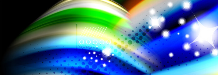 Fototapeta na wymiar Rainbow color fluid wave lines flow poster. Wave Liquid shapes design