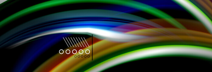 Rainbow color fluid wave lines flow poster. Wave Liquid shapes design