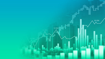 Stock market or forex trading graph in graphic double exposure concept