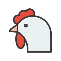 Obraz na płótnie Canvas Rooster head vector, Farm animal filled style editable stroke icon