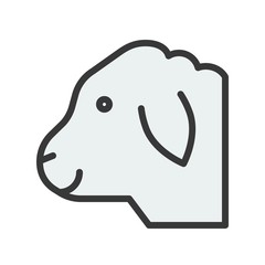 Sheep head vector, Farm animal filled style editable stroke icon