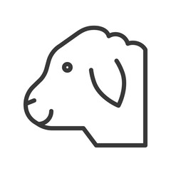 Sheep head vector, Farm animal line style editable stroke icon