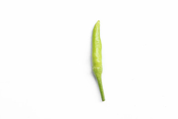 Green chili on a white background.Isolated chili. 