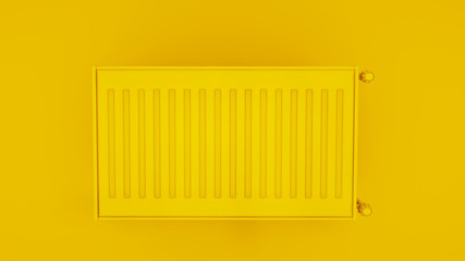 3D Radiator, yellow background. 3D illustration
