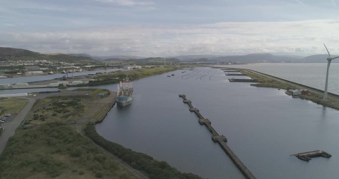 Ferry In Swansea Port, Aerial