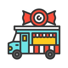 Candy truck vector, Food truck filled style editable stroke icon