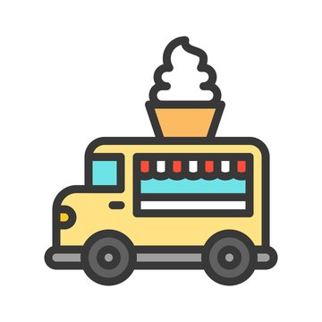 Soft serve truck vector, Food truck filled style editable stroke icon