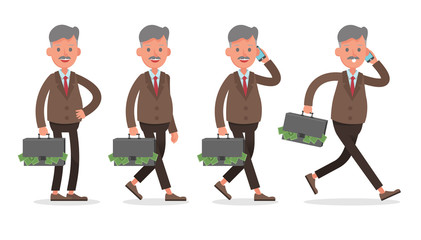 businessman character vector design. Presentation in various action with emotions, standing, walking and working. no4