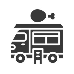 Fried chicken truck vector, Food truck solid style icon