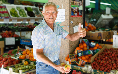 Happy purchaser at farmer market
